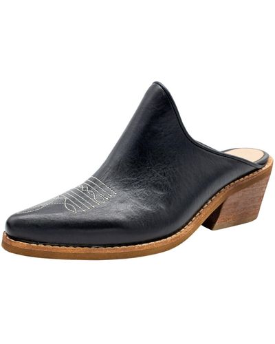 Stivali New York Heritage Western Mules In Leather - Blue