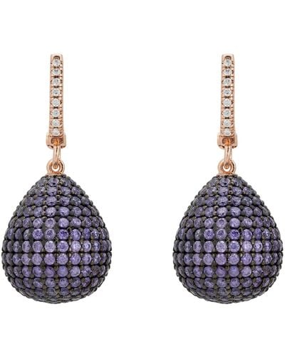 LÁTELITA London Valerie Pear Drop Gemstone Earrings Rosegold Purple Amethyst Cz - Blue