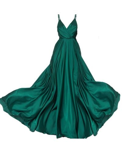 Angelika Jozefczyk Satin Long Dress Emerald - Green
