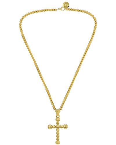 ELJAE Onyx Cross Necklace - Metallic