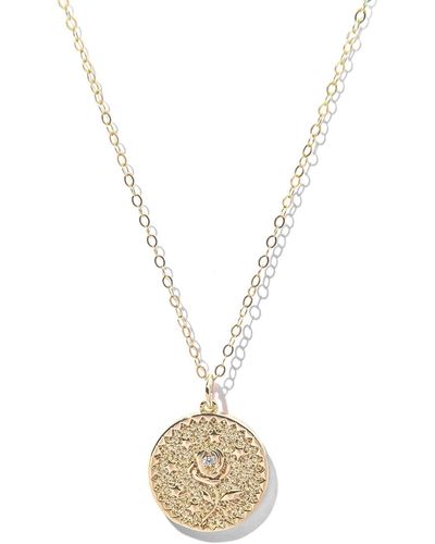 The Essential Jewels Filled Rose Flower Pendant Necklace - Metallic