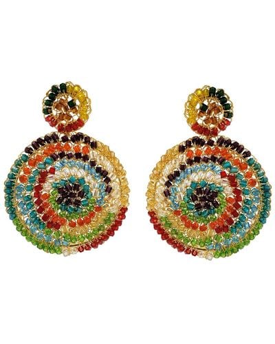 Lavish by Tricia Milaneze Multicolor Dahlia Handmade Earrings - Green