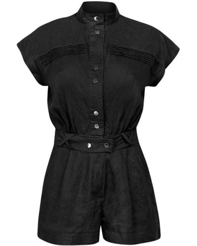 Cliché Reborn Linen Jumpsuit With Shorts In - Black
