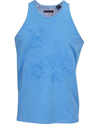 lords of harlech Tedford Embossed Floral Tank - Blue