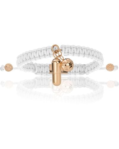 Double Bone Bracelets Pink Gold Pill Emoji With Polyester Bracelet - White