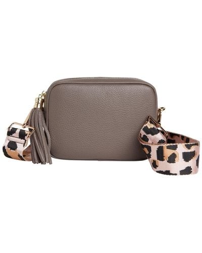 Betsy & Floss Verona Crossbody Tassel Cinder Bag With Light Leopard Strap - Brown