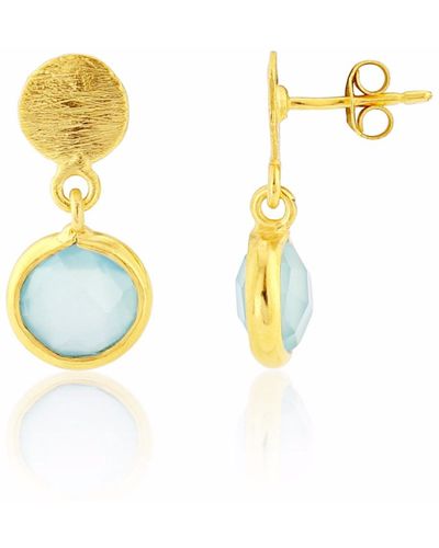 Auree Salina Gold Vermeil & Aqua Onyx Gemstone Drop Earrings - Metallic