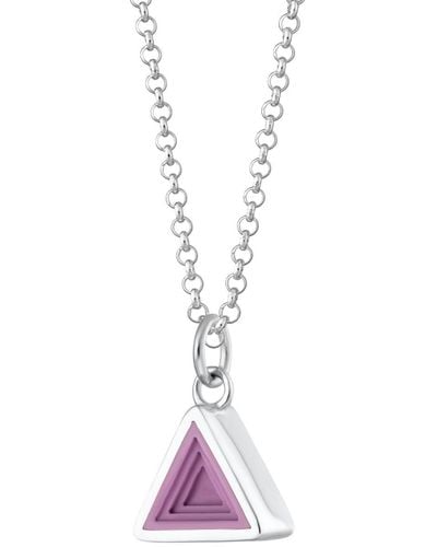 Lily Charmed Sterling Silver Geometric Purple Triangle Charm Necklace - Pink