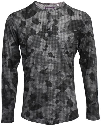 lords of harlech Norbert Henley In Charcoal Camo - Gray