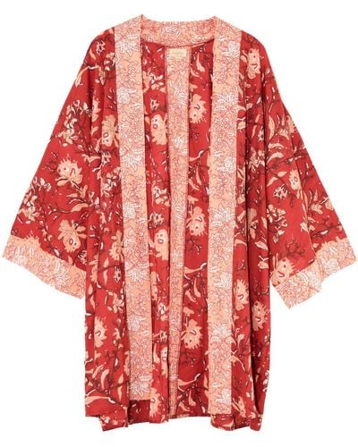 Inara Indian Cotton Rubra Kimono - Red