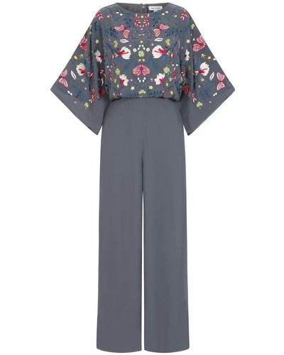 Frock and Frill Yareli Floral Embroidered Jumpsuit - Black