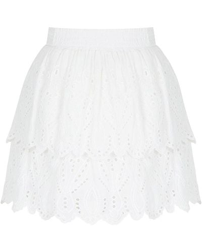 Nocturne Eyelet Mini Skirt - White