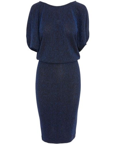 ROSERRY Paris Glitter Jersey Midi Dress In Navy - Blue