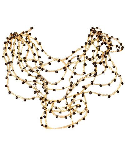 Lavish by Tricia Milaneze & Gold Multi Strings Handmade Necklace - Black