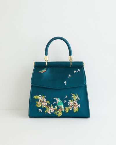 Fable England Morning Song Kingfisher Mini Teal Tote - Blue