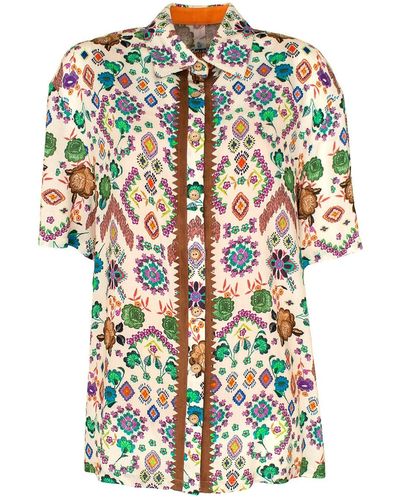 Lalipop Design Boho Style Viscose Shirt - Multicolor