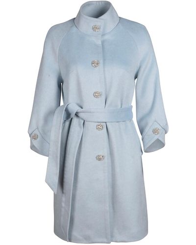 Santinni 'taylor' 100% Cashmere & Wool Coat In Blu - Blue