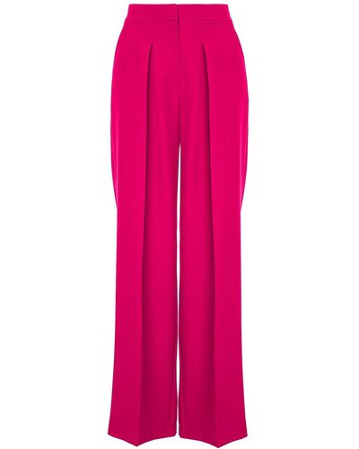 BLUZAT Fuchsia Ultra Wide Leg Trousers With Pleats - Pink