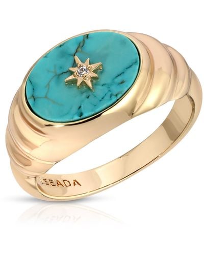 Leeada Jewelry Aurora Signet Ring Turquoise - Blue