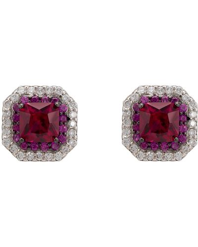 LÁTELITA London Anastasia Stud Earrings Silver Ruby - Purple