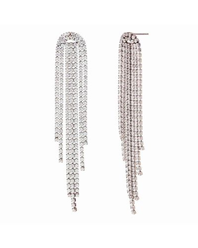Olivia Le Rhinestone Tassel Arch Earrings - White