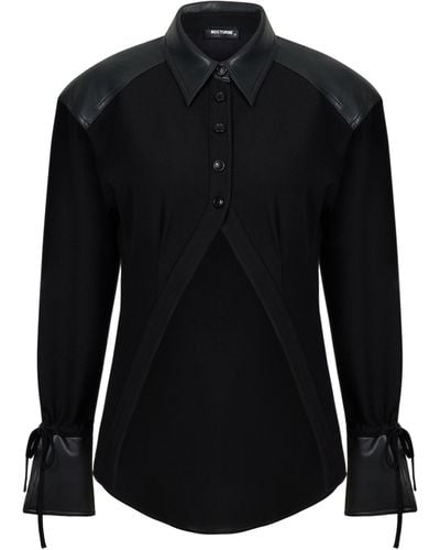 Nocturne Leather Trim Shirt - Black