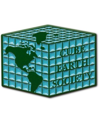 Make Heads Turn Enamel Pin Cube Earth Society - Green