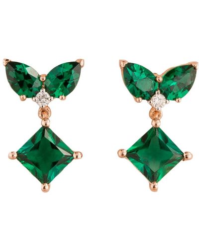 Juvetti Amore Rose Gold Earrings Emeralds & Diamonds - Green