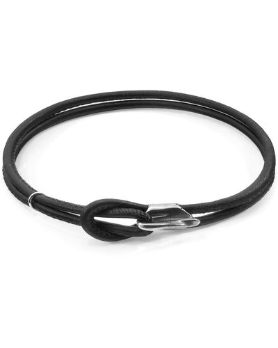 Anchor and Crew Raven Black Orla Silver & Nappa Leather Bracelet