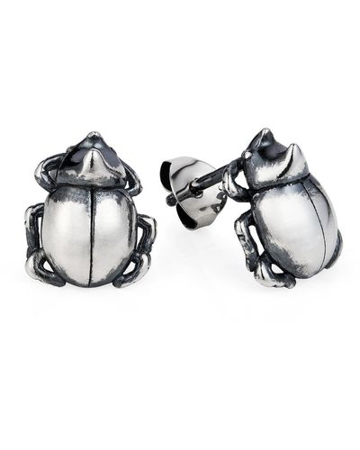 Yasmin Everley Little Rhino Beetle Stud Earrings - Metallic