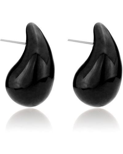 SHYMI Large Enamel Tear Drop Earrings - Black