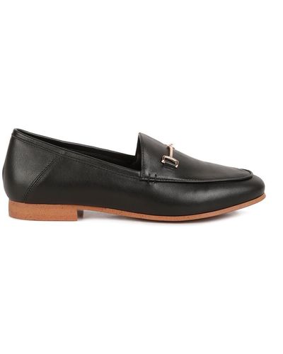 Rag & Co Dareth Horsebit Flat Heel Loafers In - Black