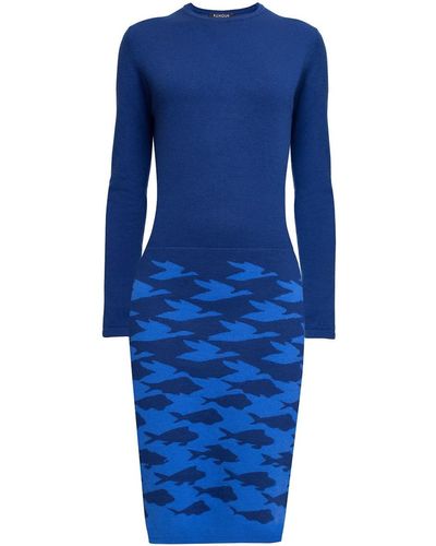 Rumour London Sea & Sky Knitted Jacquard Dress In Two-tone - Blue