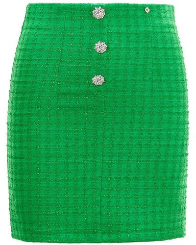 Nissa High-waisted Bouclé Skirt - Green
