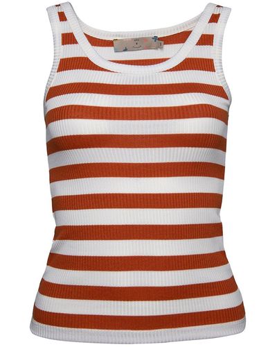 Bee & Alpaca Striped Ribbed Vest Tank Top - Red