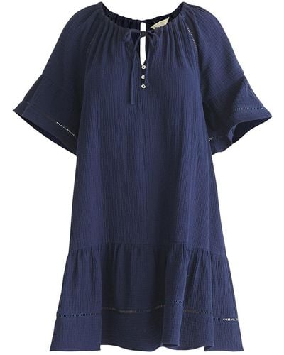 Paisie Cheesecloth Swing Dress In Navy - Blue