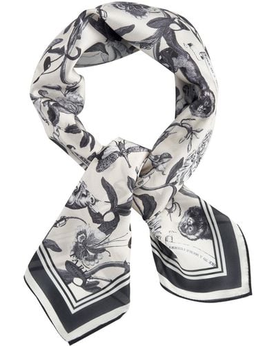 Fable England Fable Tree Of Life Monochrome Square Scarf - Gray
