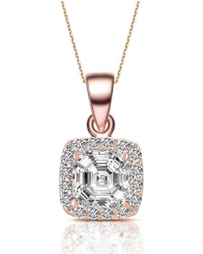 Genevive Jewelry Gv Rose Gold Overlay Clear Cubic Zirconia Encrusted Necklace - Metallic