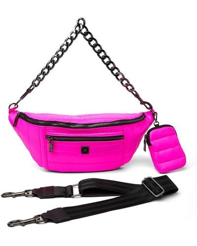 Think Royln Sister Sling Bag In Shiny Neon Pink - Purple