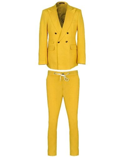DAVID WEJ Hugo Linen Double Breasted Suit - Yellow
