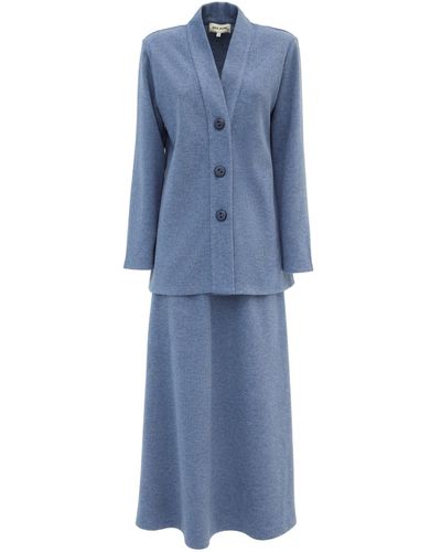 Julia Allert Woolly Two-piece Suit Cardigan&skirt Pale - Blue