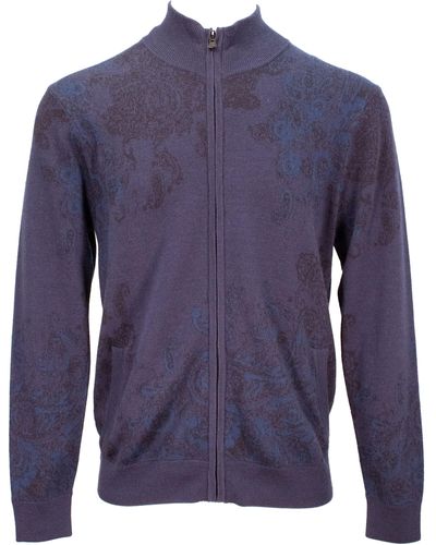 lords of harlech Frederick Paisley Full-zip Cardigan - Blue