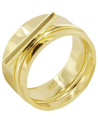 Wolf and Zephyr Bar Style Stacker Ring Set Vermeil - Metallic