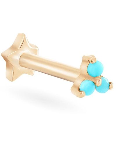 Wolf and Zephyr Yellow Turquoise Trilogy Threaded Single Stud - White