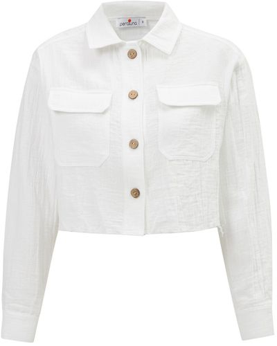 Peraluna Sandal Muslin Crop Shirt In - White