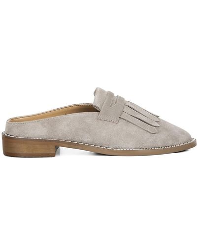Rag & Co Neutrals Lena Taupe Suede Walking Loafer Mules - Gray