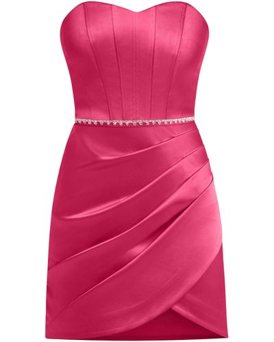 Tia Dorraine A Touch Of Glamour Crystal Belt Mini Dress - Pink