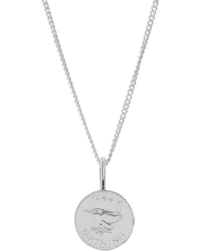 Katie Mullally English Farthing Coin Charm And Chain In Sterling - Metallic