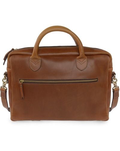 VIDA VIDA Luxe Tan Leather Laptop Bag - Brown