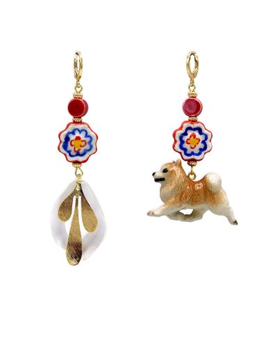 Midnight Foxes Studio Pomeranian Dog Earrings - Metallic